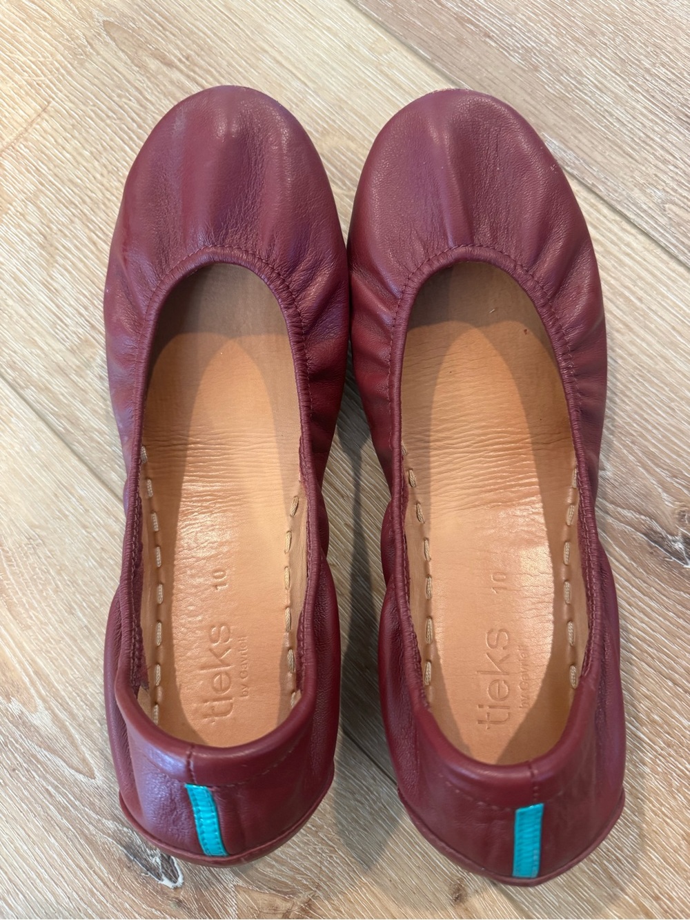 Tieks Burgundy Leather Ballet Flats Sz 10